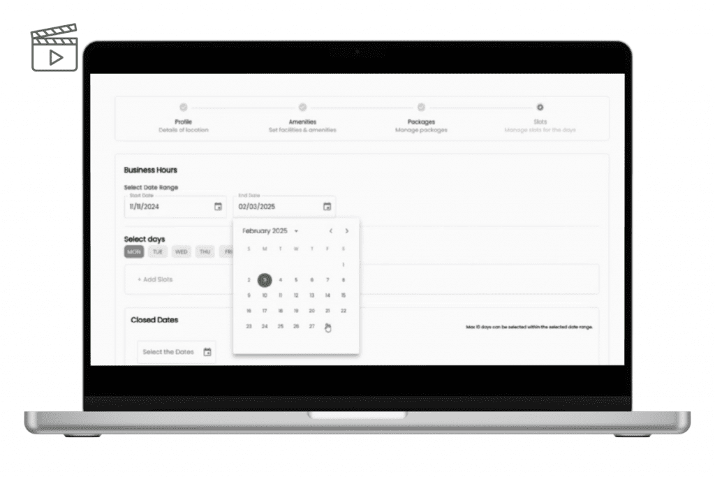 A laptop screen displaying a calendar app with the calendar view open, showing dates and events.